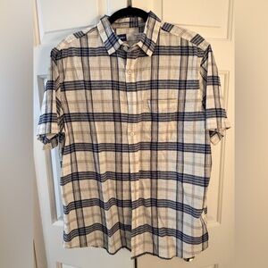 Old Navy Men's Short-Sleeve Plaid Button-Up Shirt - Navy and White